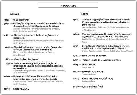 Programa do Workshop PAM 