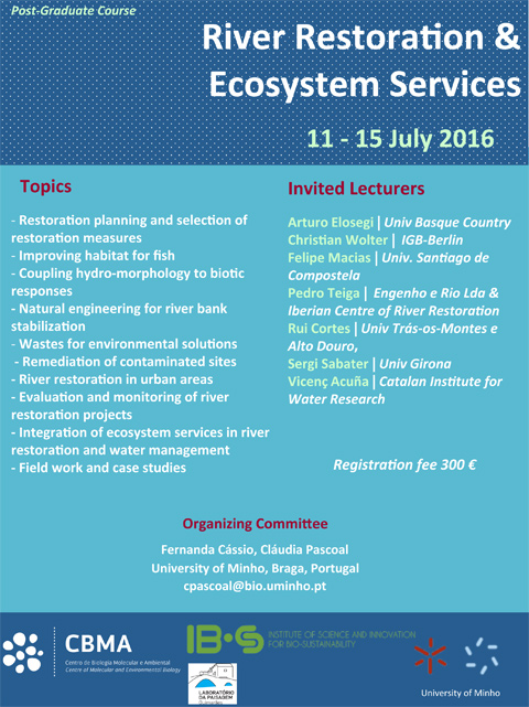 Cartaz Advanced course on river restoration and ecosystem services